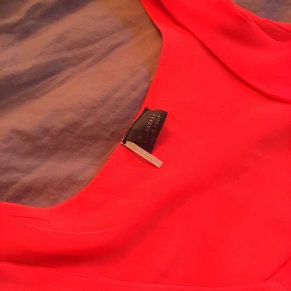 VGUC Sparkle & Fade neon coral tunic, sz S - Picture 2 of 5